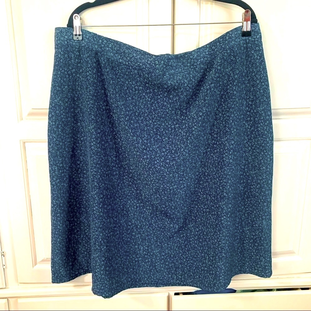 Vintage 90s Blue Botanical Floral Skirt